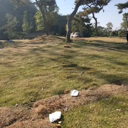 古道入口处的草地上,随处可见的果皮纸屑.