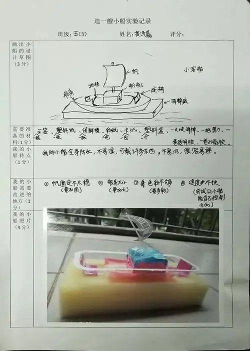 五年级造一艘小船看看这些孩子们的作品