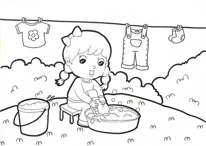 我爱劳动  洗衣服   帮妈妈做家务等更多高清无水印主题画在素材91