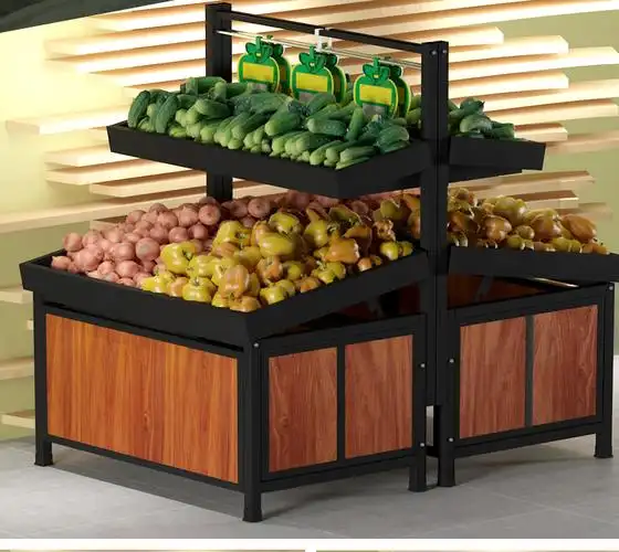 水果货架展示柜超市双单层水果店货架生鲜展示架商用中岛柜升降干果