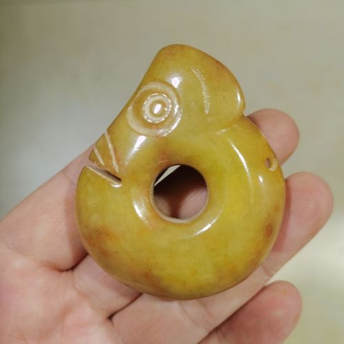 仿古玉器岫玉做旧高古玉红山文化玉猪龙吊坠手把件