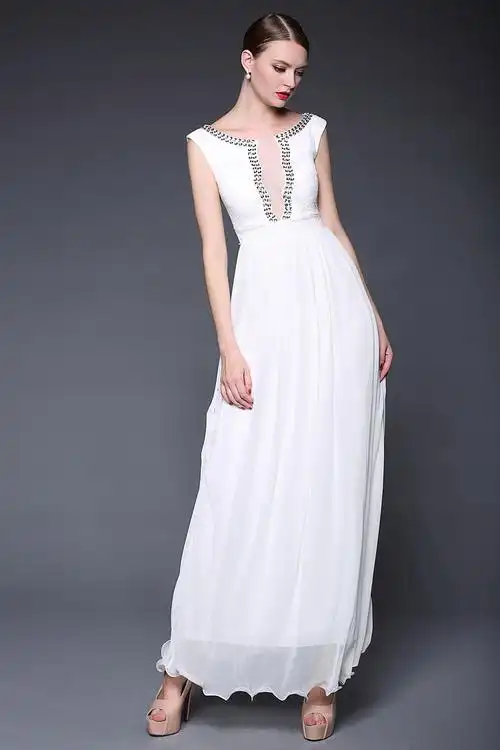 欧美时尚 2015夏装新款女神气质优雅风长款晚礼服 连衣裙w0227