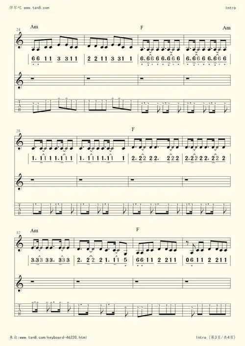 电子琴谱intro