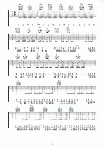 苏打绿小情歌弹唱吉他谱