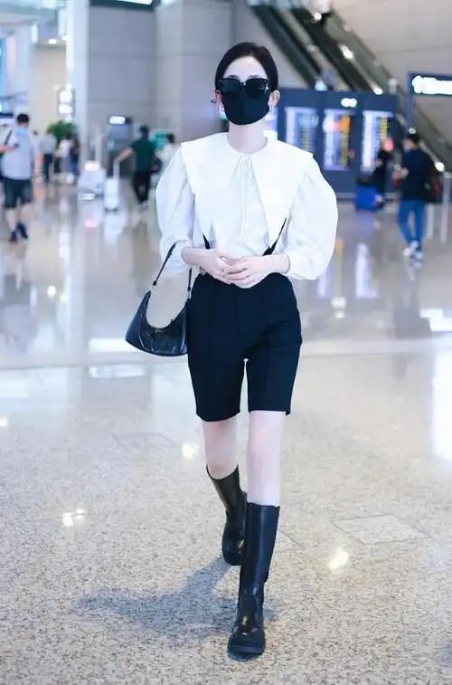 古力娜扎私下气质低调不张扬,一身没特色的黑白装,反而显得优雅|穿搭