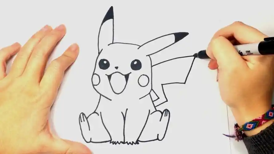 皮卡丘吃棒棒糖简笔画