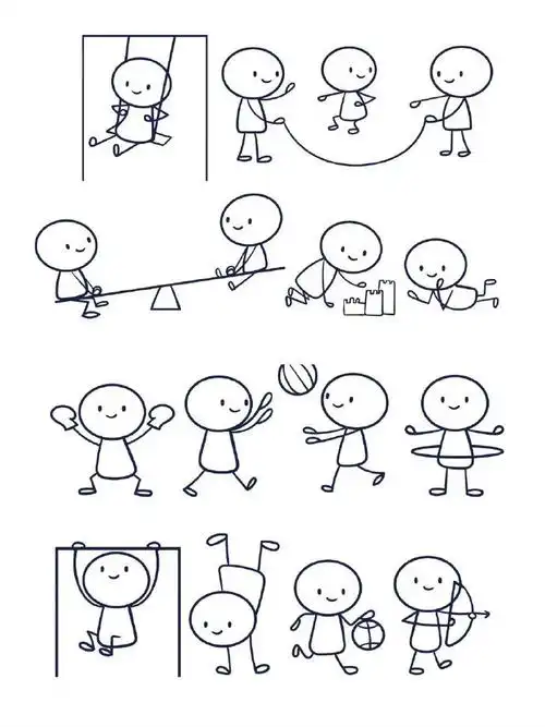 q版小人动态简笔画,存住练习