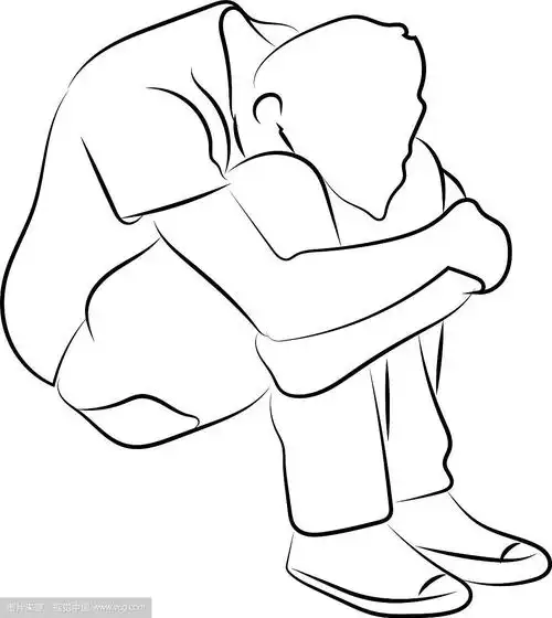 白色背景上的悲伤男子素描