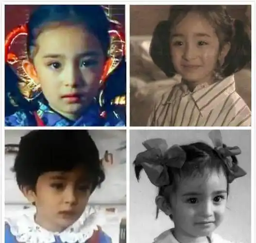 杨幂小时候图片与女儿真是太像了,如果不是刘恺威抱着真分不清楚