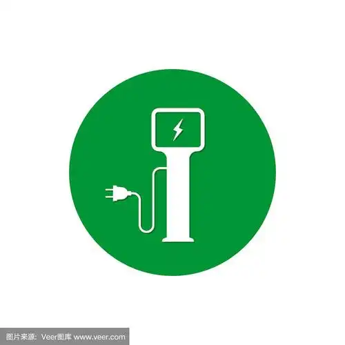 电动汽车充电站图标矢量插图.环形充电站符号