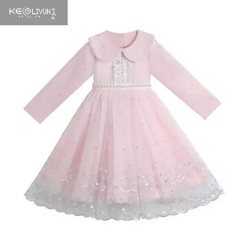 可莉允女童连衣裙韩版2022新款洋气小女孩裙子长袖儿童演出服公主裙