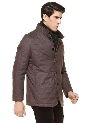 灰咖啡色时尚双袋长袖棉服