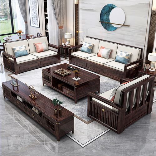 月影梳桐新中式沙发紫金檀木全实木多功能储物冬夏两用红木沙发中国风