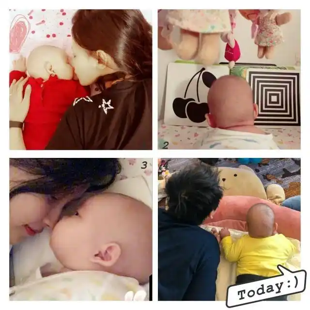 孙怡晒娃,女儿穿着红色日服拿树叶玩,网友:简直就是个小福娃!