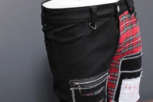 秋冬新款黑色拼接破洞补丁牛仔裤男乞丐个性朋克长裤子潮流 图片色 28