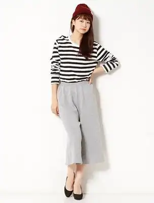 日本一线murua 保真9月秋款超舒适针织休闲阔腿裤 011530703201