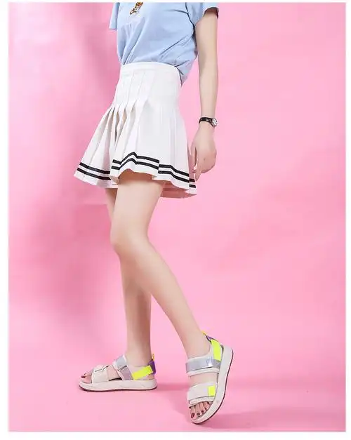 学生凉鞋运动休闲跑步凉鞋凉鞋女韩版ins休闲运动凉鞋女夏平底魔术贴