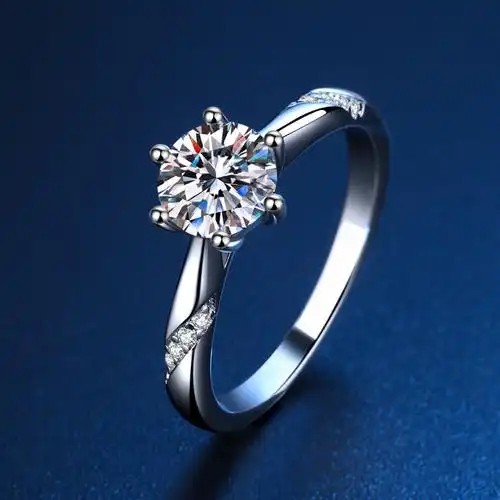 仿莫桑钻戒指女一克拉通灵六爪钻戒情侣对戒求婚结婚戒指直播款式