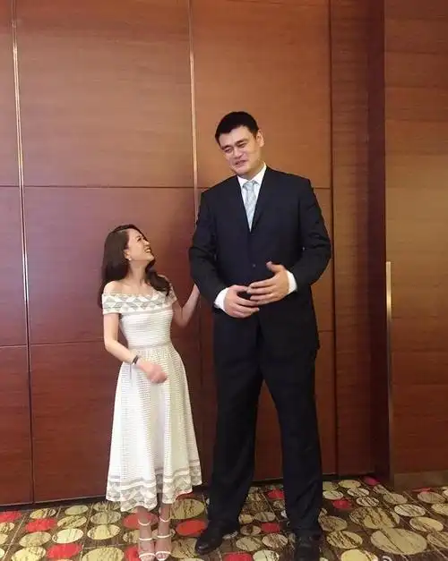 尽管在和成龙握手时,姚明已经俯下身子表示尊重,但两人的身高差还是让