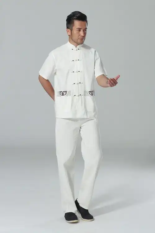 批发短袖唐装ab0002 男款棉麻太极服