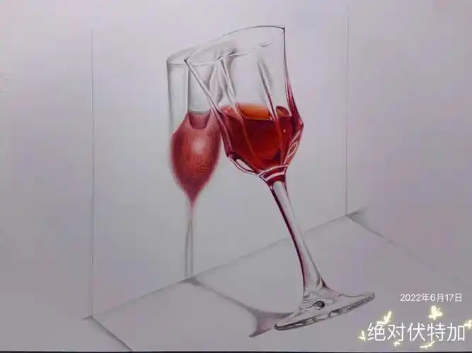 彩铅红酒
