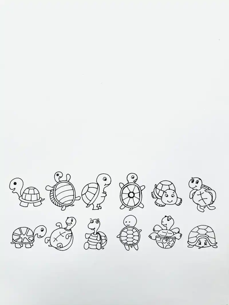 【简笔画】乌龟98 分享一组可爱的小乌龟98简笔画 希望大家喜欢