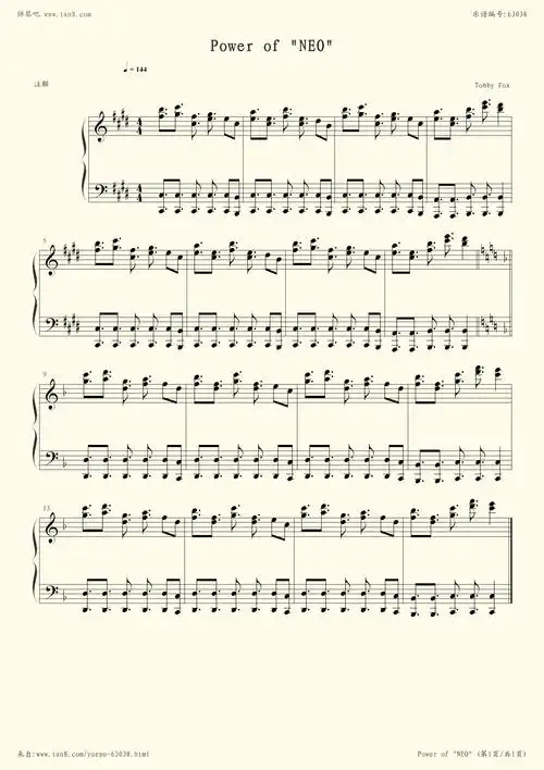 钢琴谱:undertale-power of neo