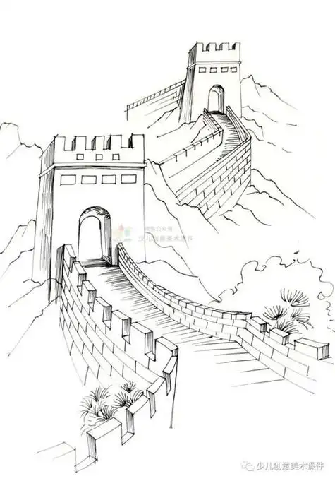 长城简笔画图片简单万里长城 万里长城简笔画图片万里长城怎么画 | 第