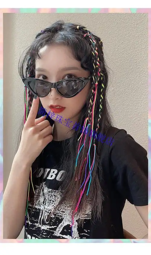 简梓 编辫子的彩绳编头发的彩绳子 头饰女夏季网红儿童脏脏辫编扎头发