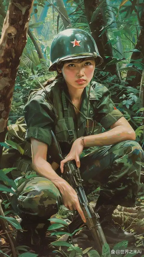 广西女兵风采 #军事# #ai绘画# #广西# #对越自卫反击战