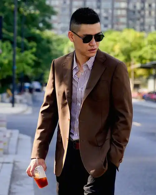 男士西服穿搭初秋直男出行休闲单西穿搭