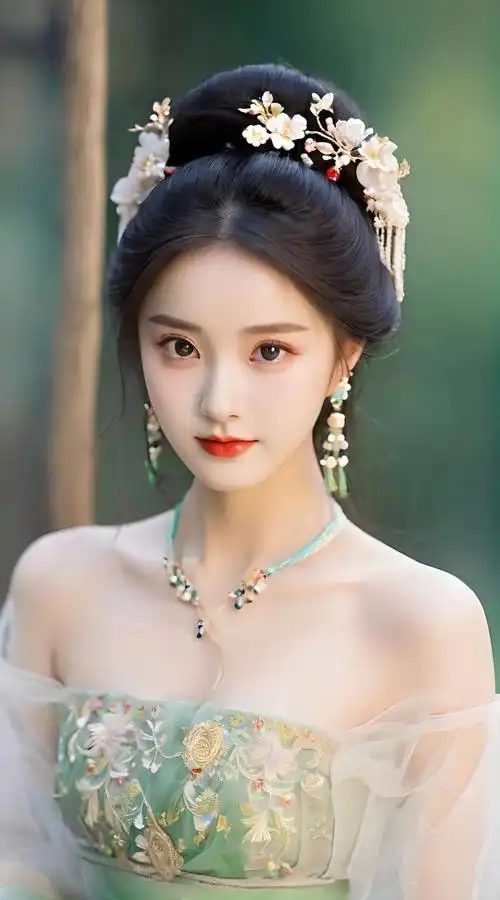 ai古风少女 | 汉服美女轻舞薄纱如梦如幻,容颜清纯靓丽如画如诗