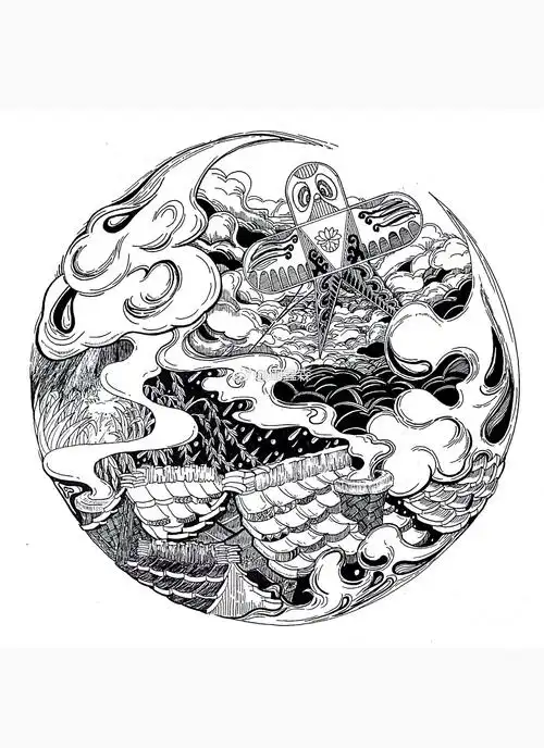 线描 黑白装饰画