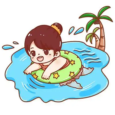 卡通少儿女孩游泳套图素材插画png体育教育篮球兴趣班招生卡通人物