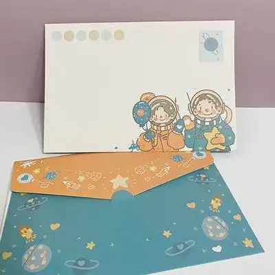 三月来信摘星信纸套装原创设计情侣宇航员可爱信封