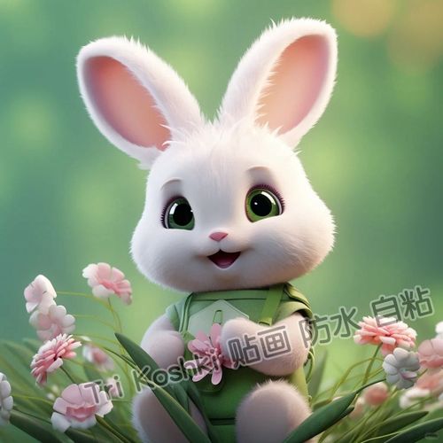 可爱小兔子图案贴纸装饰水杯桌面防水贴画电动车儿童房自粘墙贴