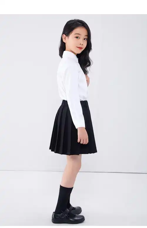 小学生主持演出校服西裤套装913岁白色衬衫有口袋有领扣紫色领结170cm