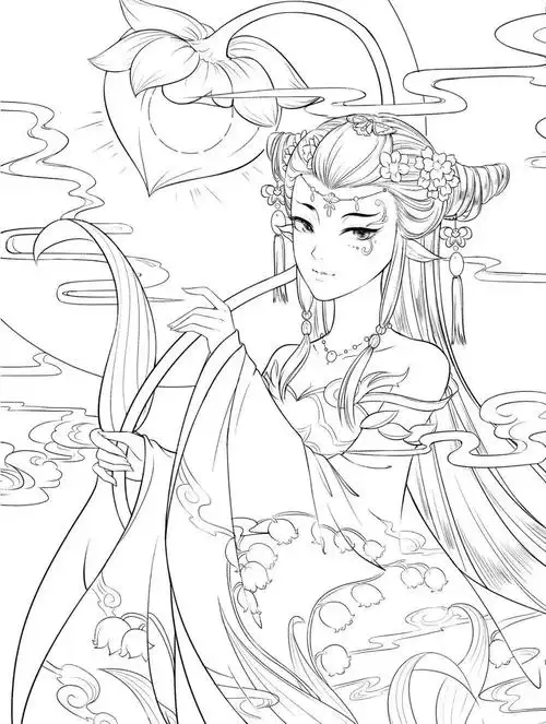 古风汉服人物手绘线稿!(120张效果图线稿合集)_中国