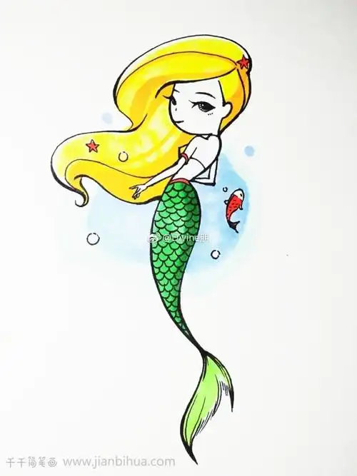 小美人鱼简笔画