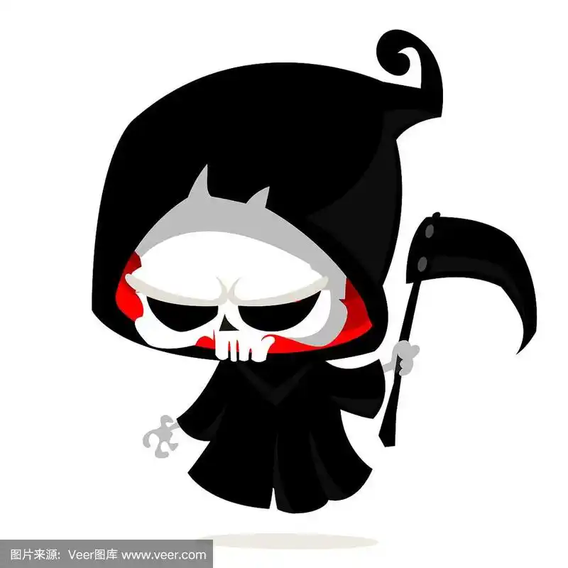可爱的卡通死神.万圣节的矢量图
