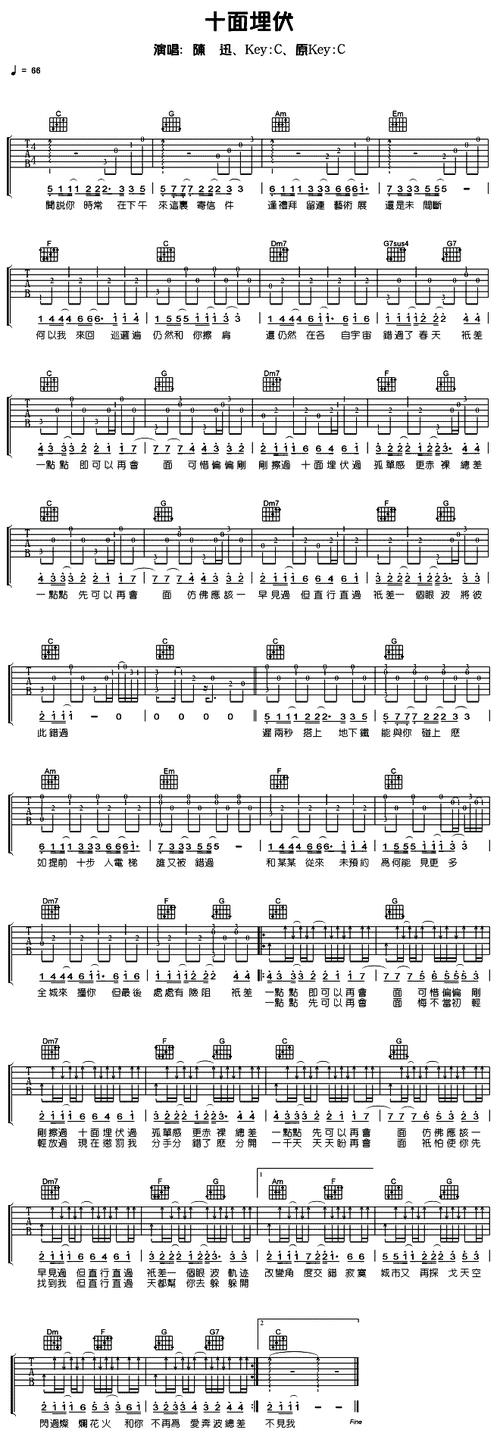 十面埋伏吉他谱(图片谱)_陈奕迅(eason chan)_十面埋伏.gif
