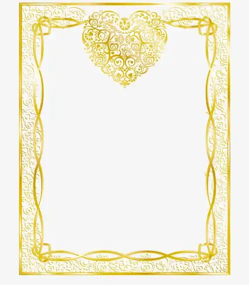 欧式心形金色花纹边框