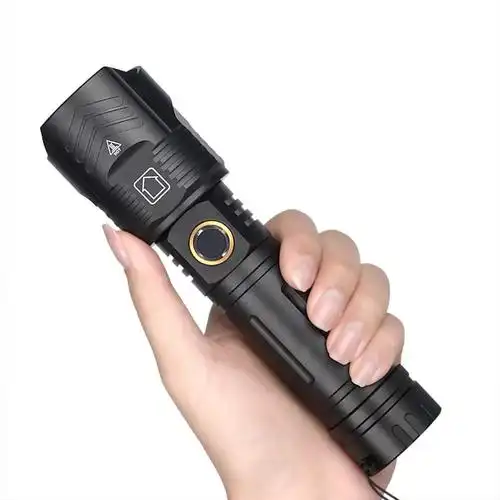 跨境p90强光手电筒 led户外充电电量显示xhp90手电