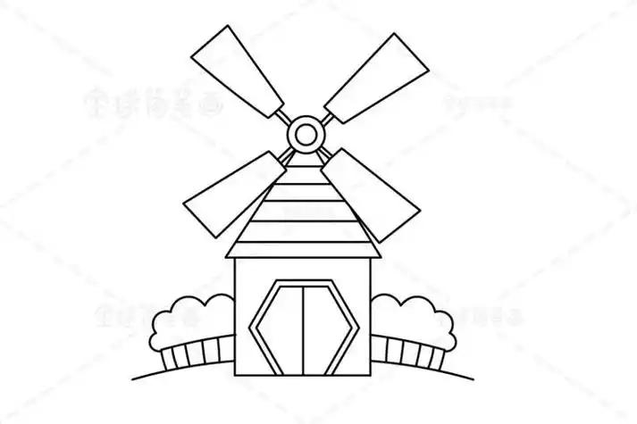荷兰风车简笔画怎么画荷兰风车简笔画画法风车房子简笔画图片孩子们一