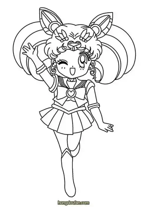 8张美少女战士卡通可爱公主涂色黑白涂色图片 | 红豆饭小学生简笔画大