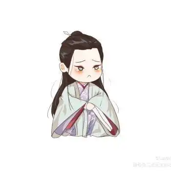 委屈巴巴的老温_山河令温周同人古风平涂q版绘画作品