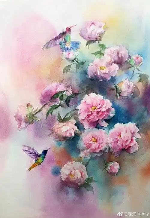 牡丹花水彩 - 堆糖,美图壁纸兴趣社区