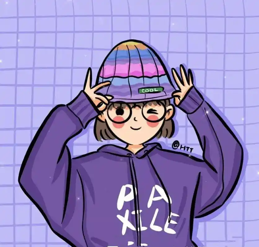 戴眼镜可爱插画头像 画师:奕手绘