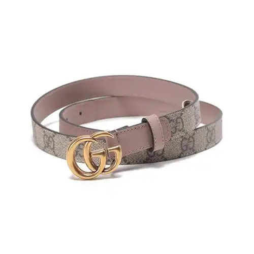 古驰gucci女士帆布皮革双g带扣不可裁剪窄版皮带腰带40941792tlc