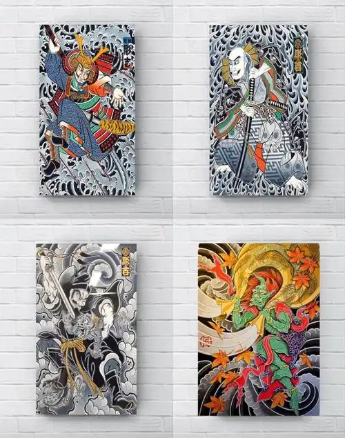 老传统满背钟馗风神纹身图案手稿